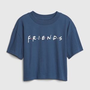 GAP‎ Boxy Graphic Cropped Friends Blue T-Shirt